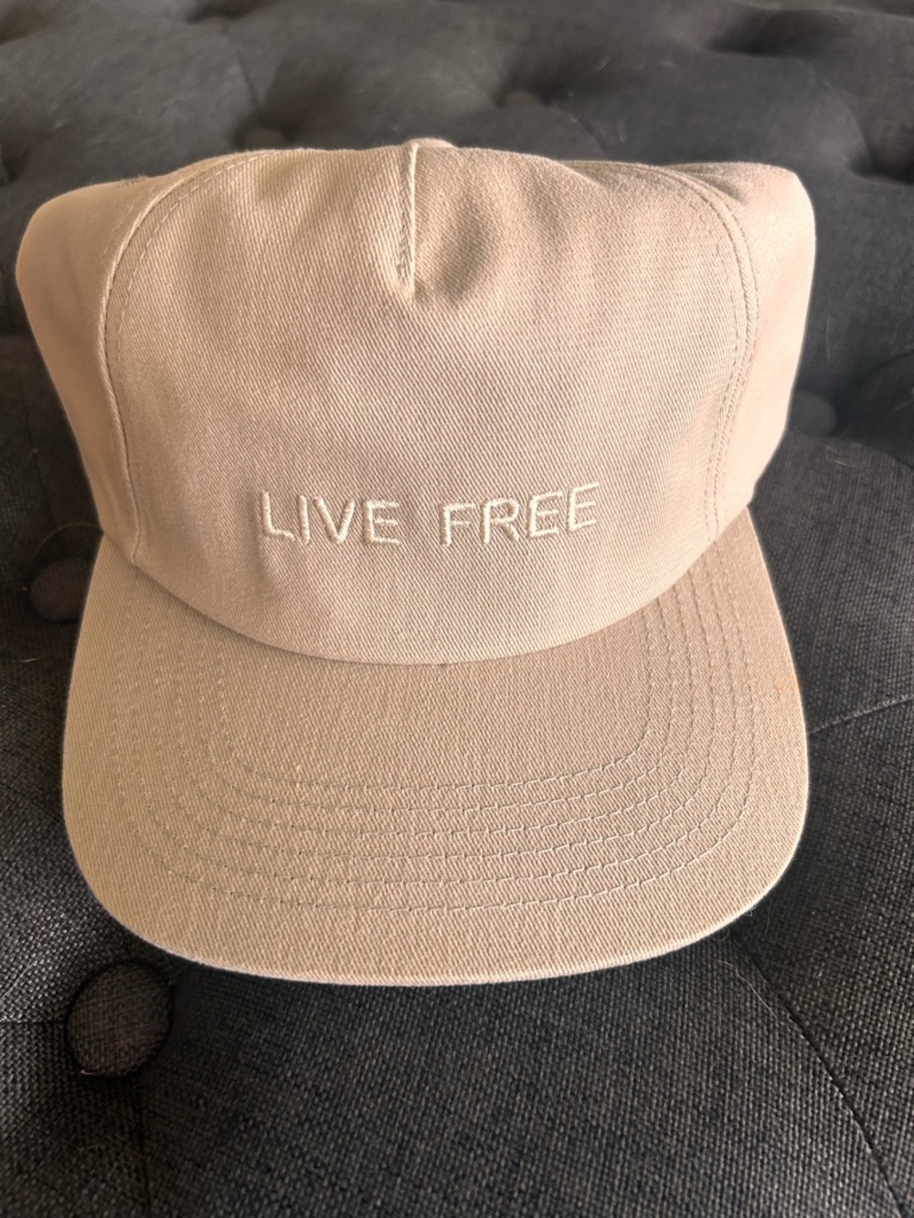 NWOT Turtlebox “Live Free”  Embroidered Beige Baseball Cap